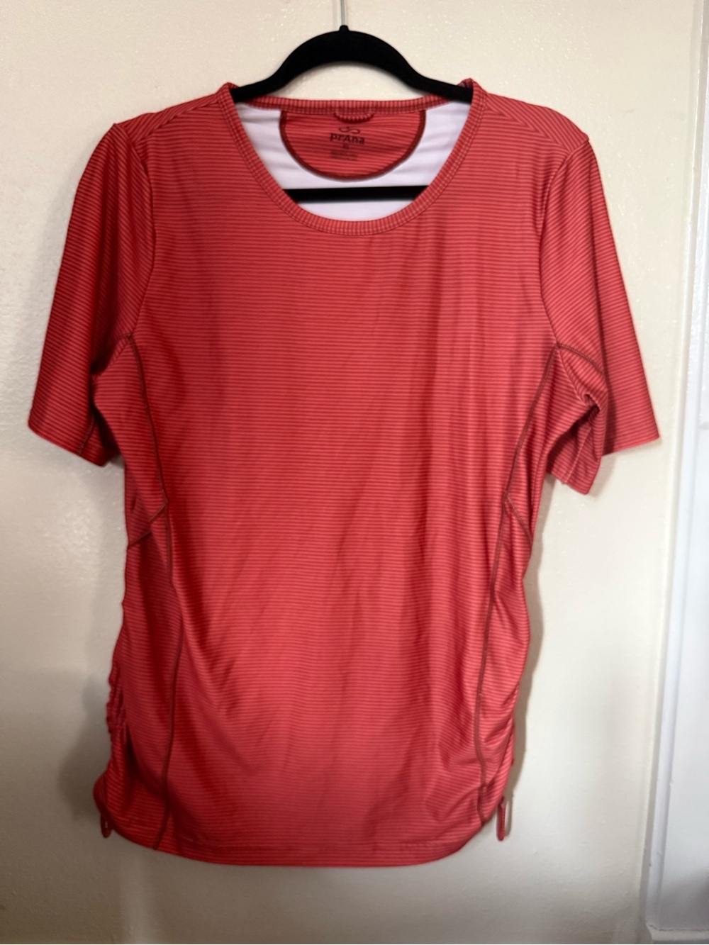 prAna Short Sleeve Striped Rashguard / Swim Top with Side Cinch - Size XL